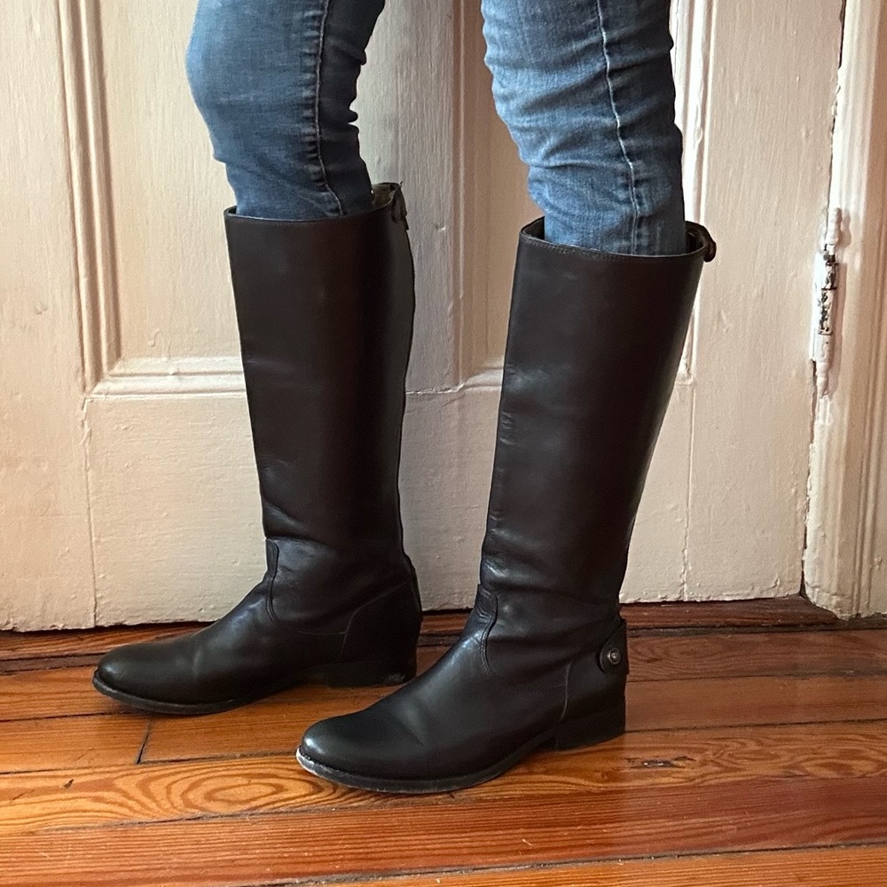 Frye Melissa Button Back Zip Up Leather Boots